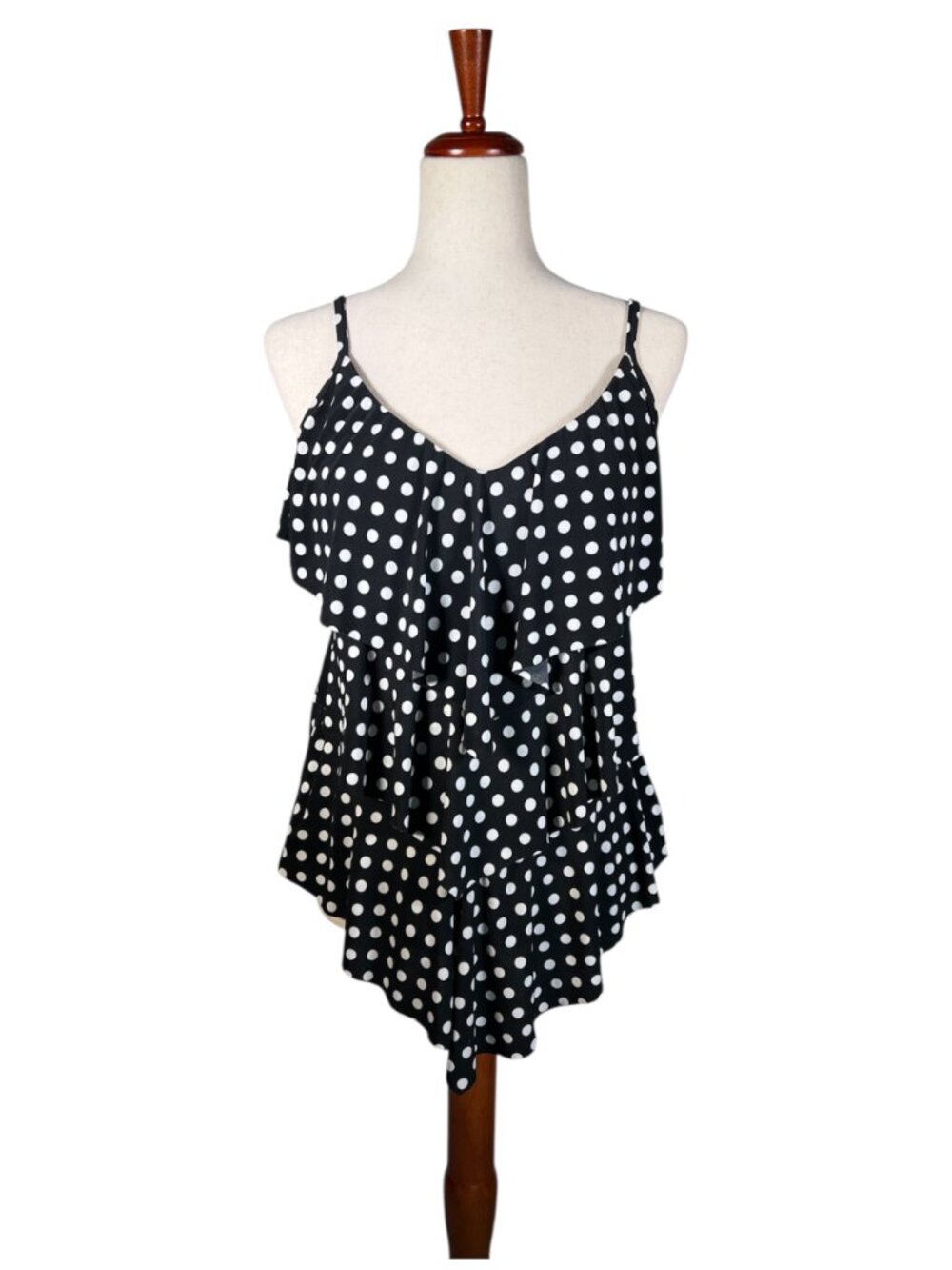 Magicsuit By Miraclesuit Rita Black Tiered Tankini Top Size 12 FLAW